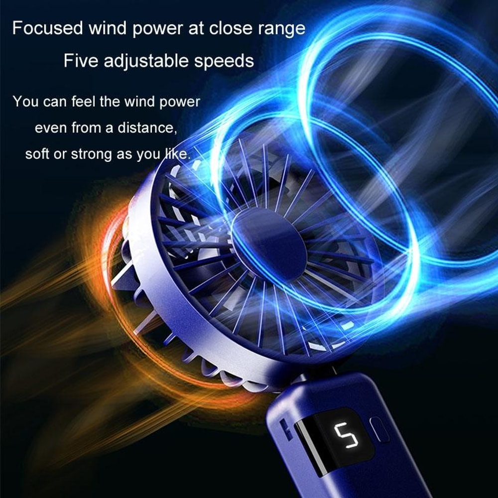 Portable Neck Fan With Digital Display USB Rechargeable Foldable Mini Handheld Fan 6