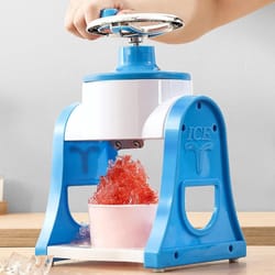 manual ice crusher & shaved ice maker with hand crank, portable smoothie & snow cone machine