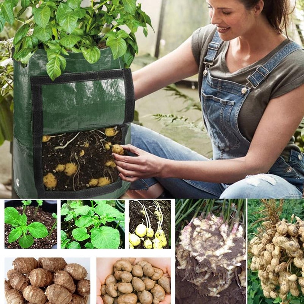 Heavy Duty Potato Grow Bags With Harvest Window Reusable Garden Planting Bags For Vegetables 1