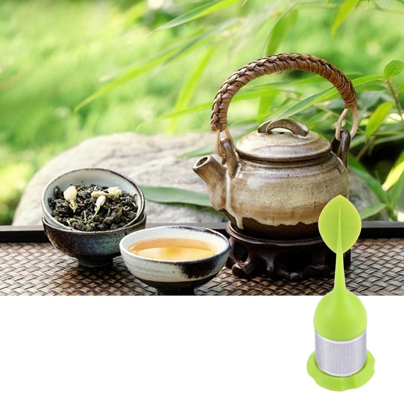 Leaf Silicone Tea Infuser With Stainless Steel Strainer For Loose Leaf Tea Brewing 4