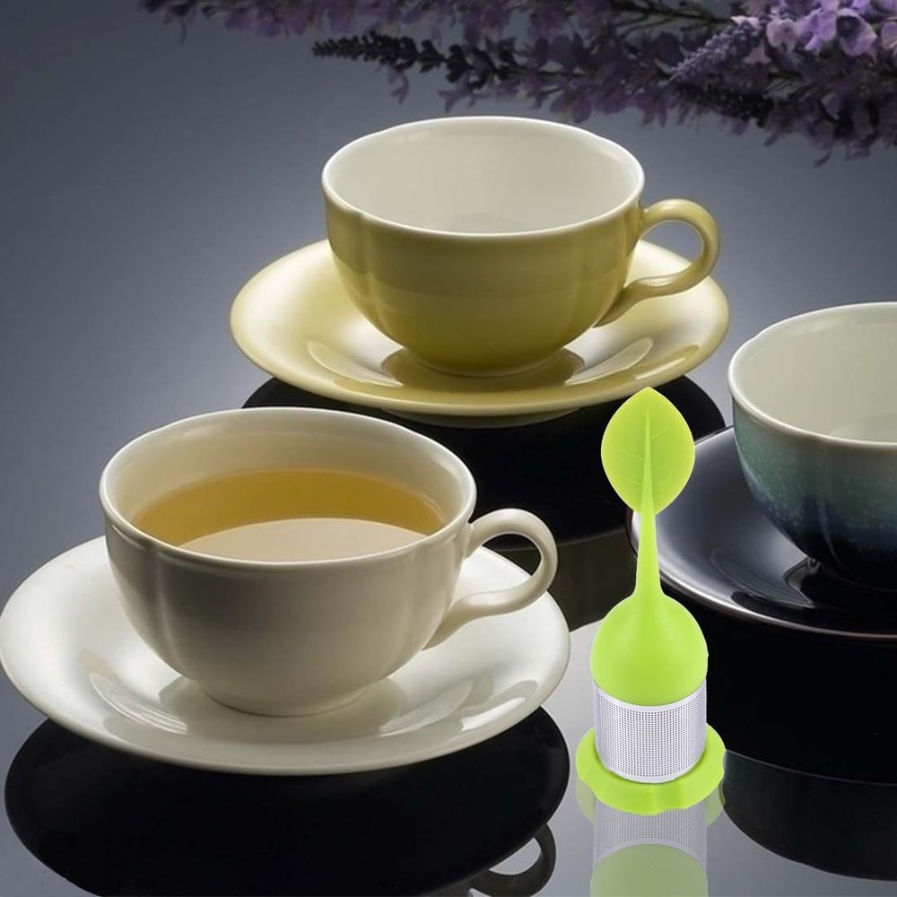 Leaf Silicone Tea Infuser With Stainless Steel Strainer For Loose Leaf Tea Brewing 5