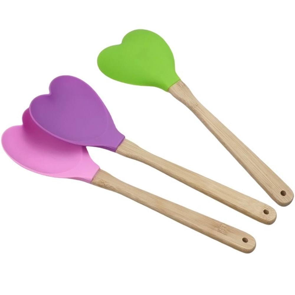 Heart Shaped Silicone Spatula Spoon Heat Resistant Nonstick Baking Tool 1