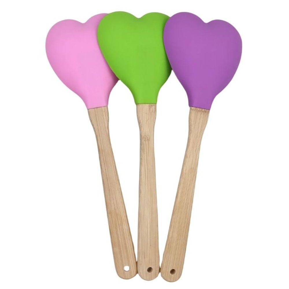 Heart Shaped Silicone Spatula Spoon Heat Resistant Nonstick Baking Tool 2