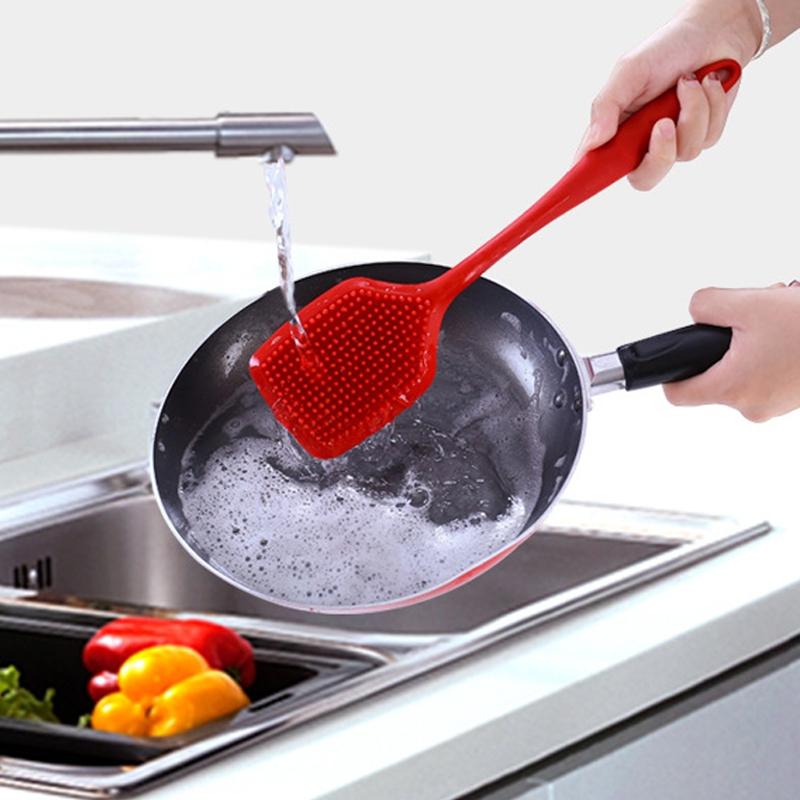 Ergonomic Silicone Dish Scrubber Pot Brush For NonScratch Kitchen Cleaning 6