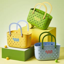 portable drainable storage basket stackable bathroom & kitchen organizer