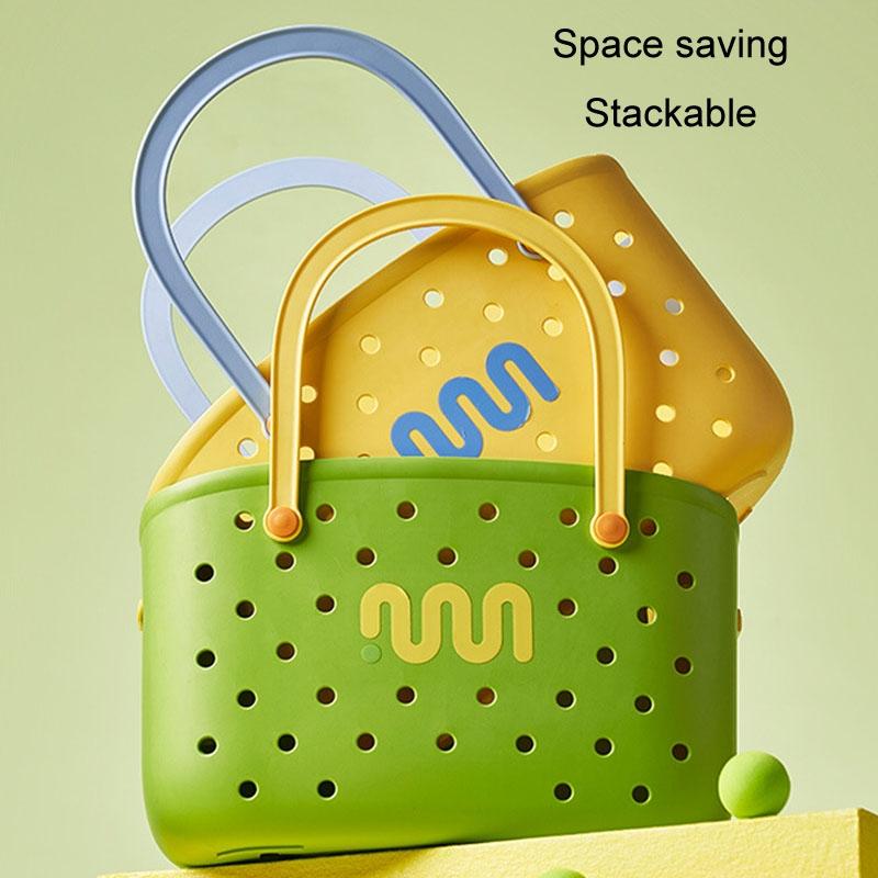 Portable Drainable Storage Basket Stackable Bathroom Kitchen Organizer 7