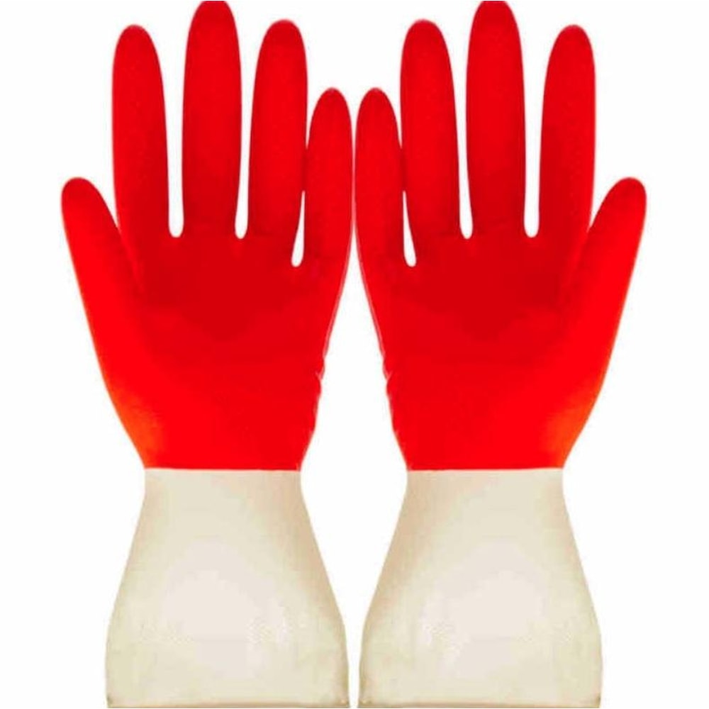 TwoTone Cleaning Gloves Durable Latex Dishwashing Gloves For Kitchen And Household Tasks 1