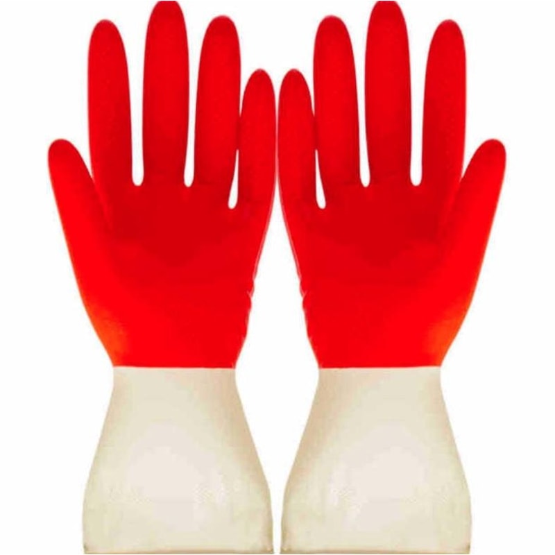 TwoTone Cleaning Gloves Durable Latex Dishwashing Gloves For Kitchen And Household Tasks 1