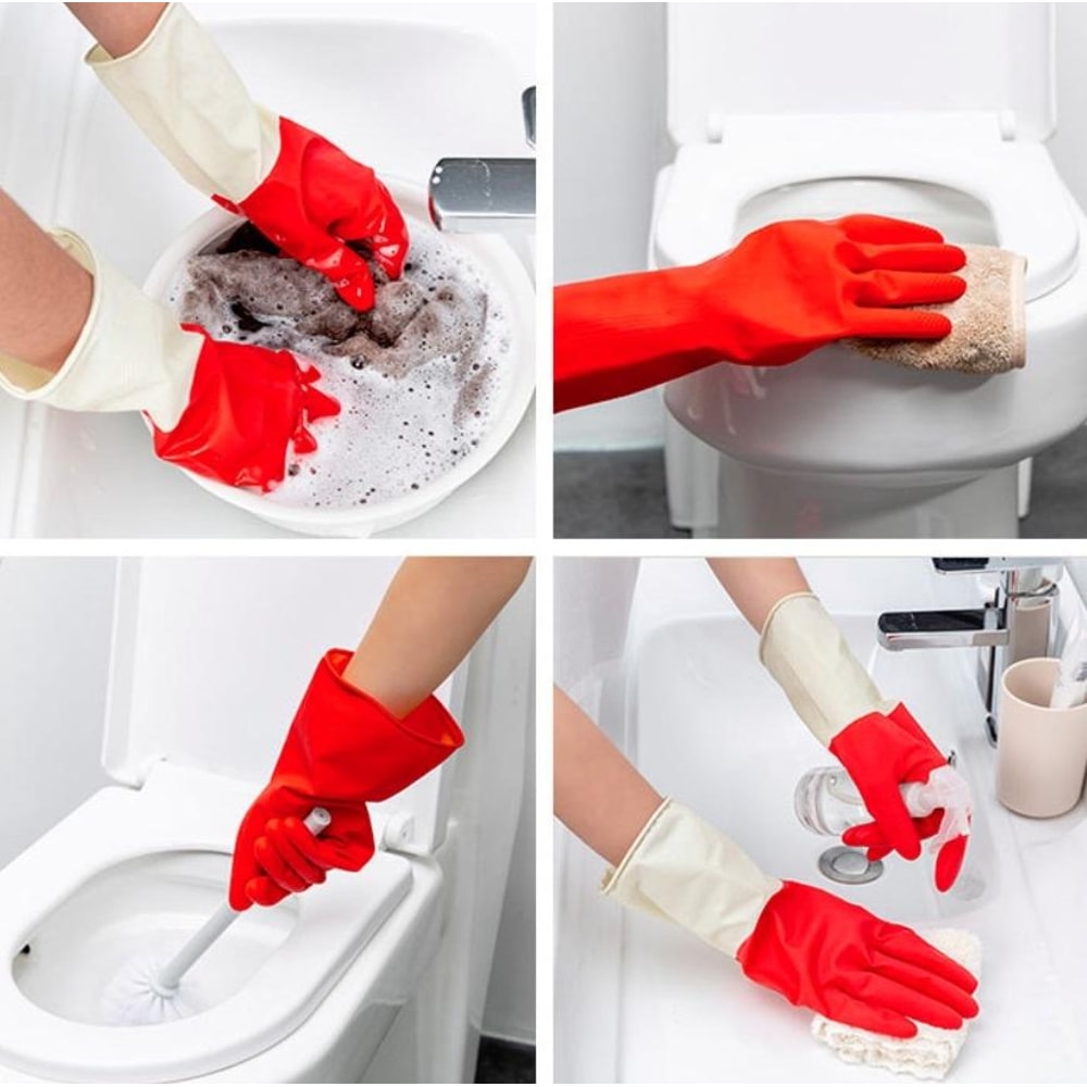 TwoTone Cleaning Gloves Durable Latex Dishwashing Gloves For Kitchen And Household Tasks 10