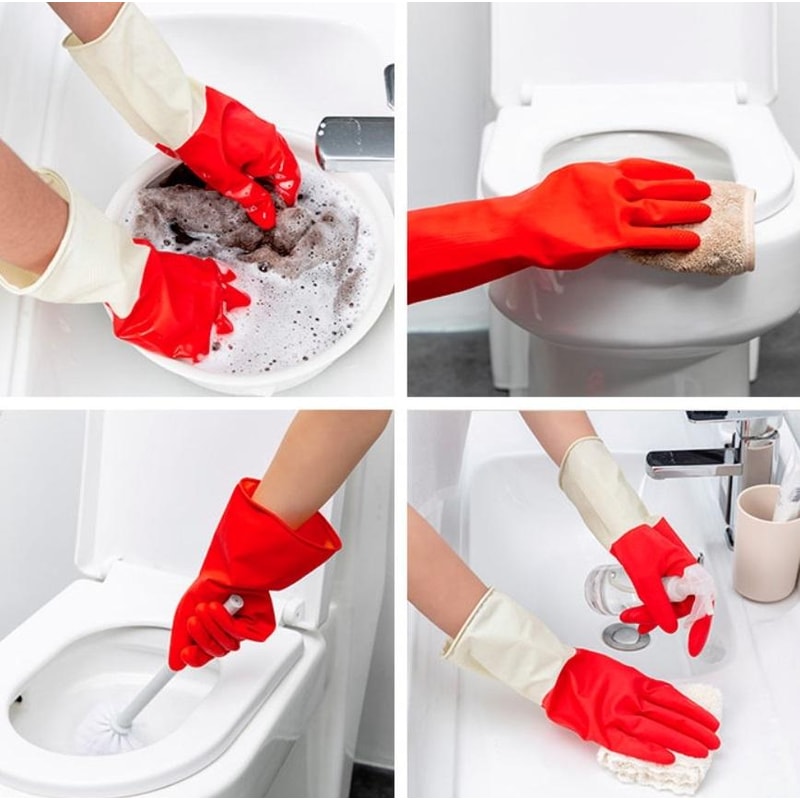 TwoTone Cleaning Gloves Durable Latex Dishwashing Gloves For Kitchen And Household Tasks 10