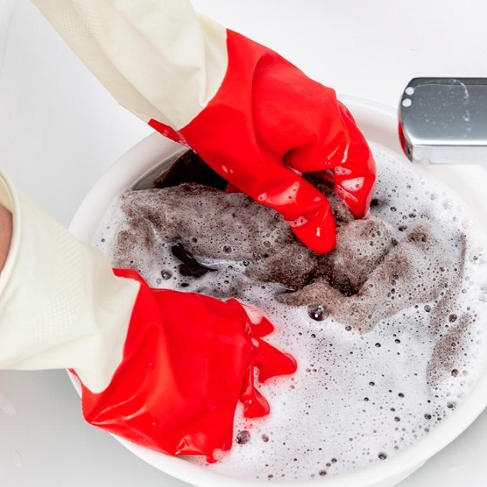 TwoTone Cleaning Gloves Durable Latex Dishwashing Gloves For Kitchen And Household Tasks 5