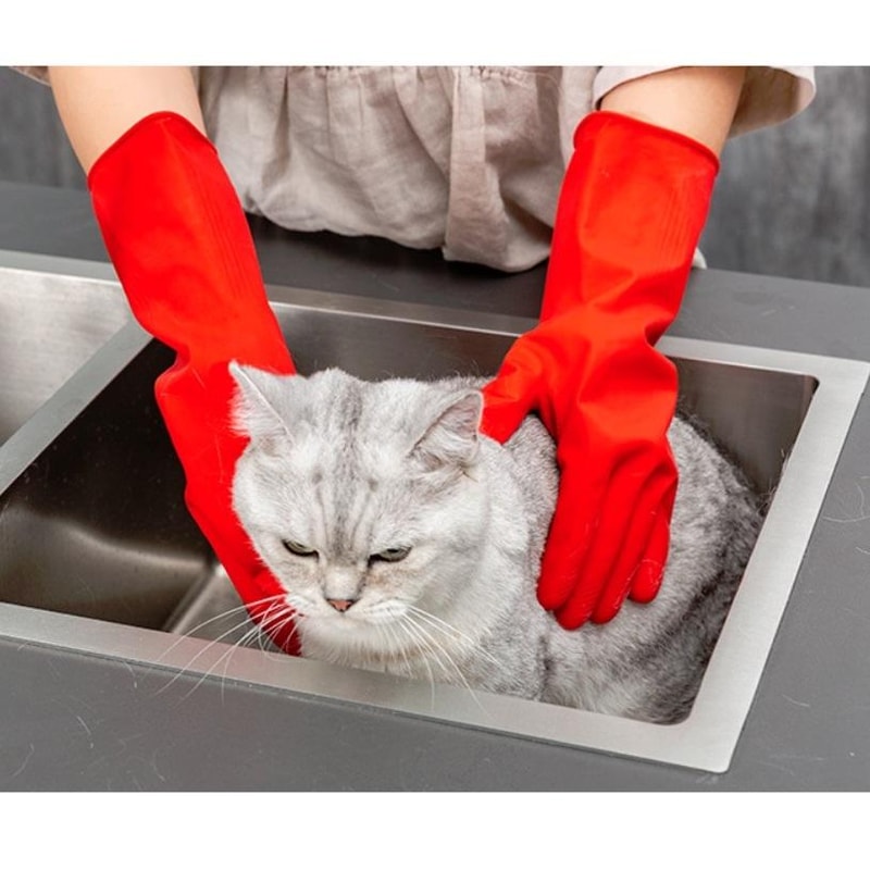 TwoTone Cleaning Gloves Durable Latex Dishwashing Gloves For Kitchen And Household Tasks 7