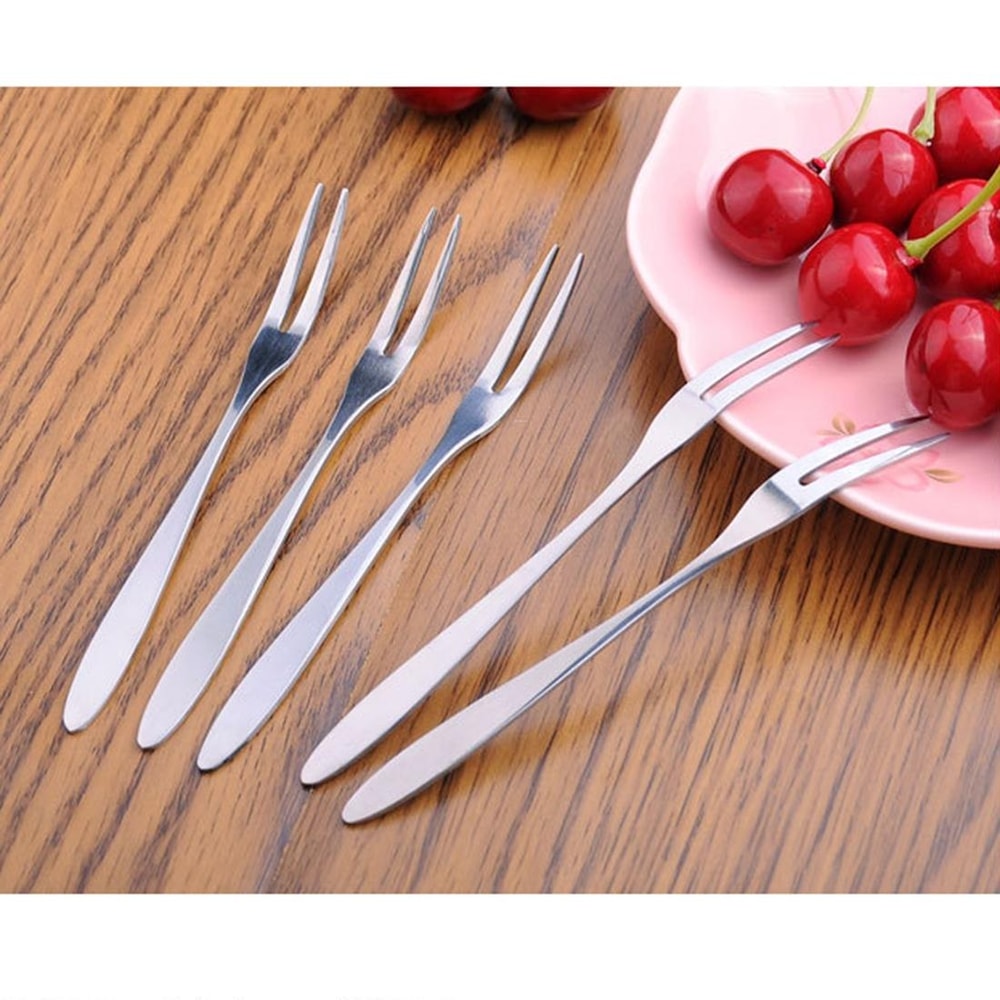 Stainless Steel Fruit Fork Set Reusable Mini Dessert Picks For Snacks Appetizers 0
