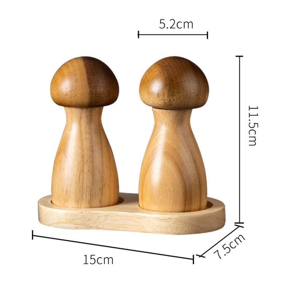 Wooden Mushroom Pepper Grinder Adjustable Ceramic Spice Mill Kitchen Tool 4