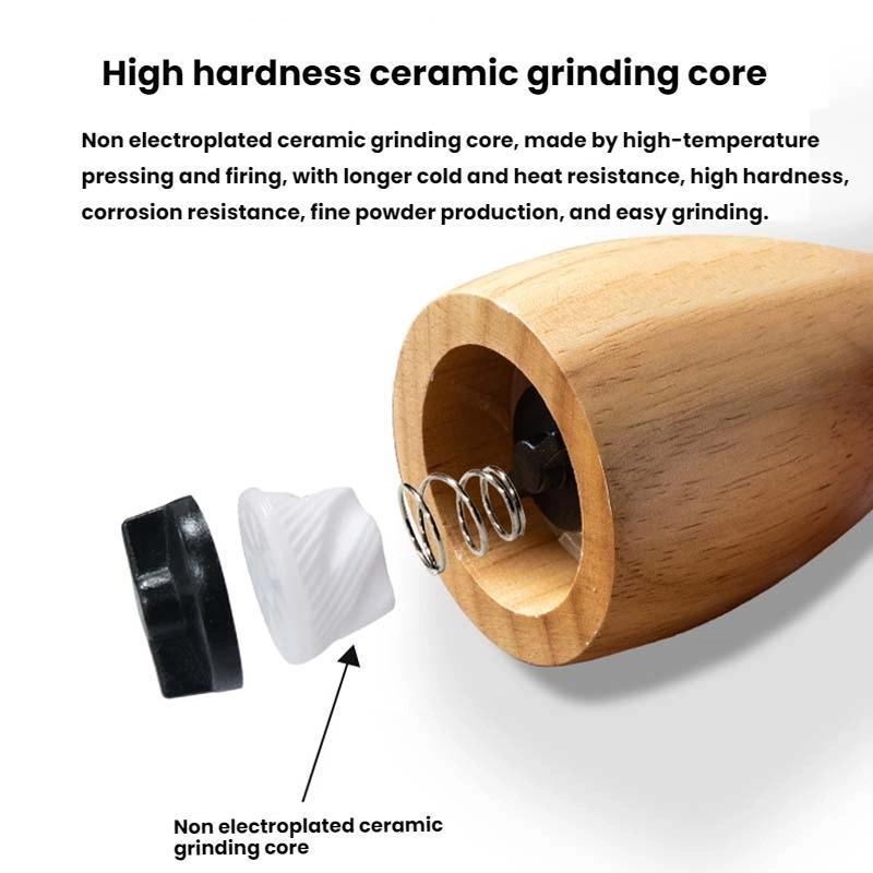 Wooden Mushroom Pepper Grinder Adjustable Ceramic Spice Mill Kitchen Tool 8