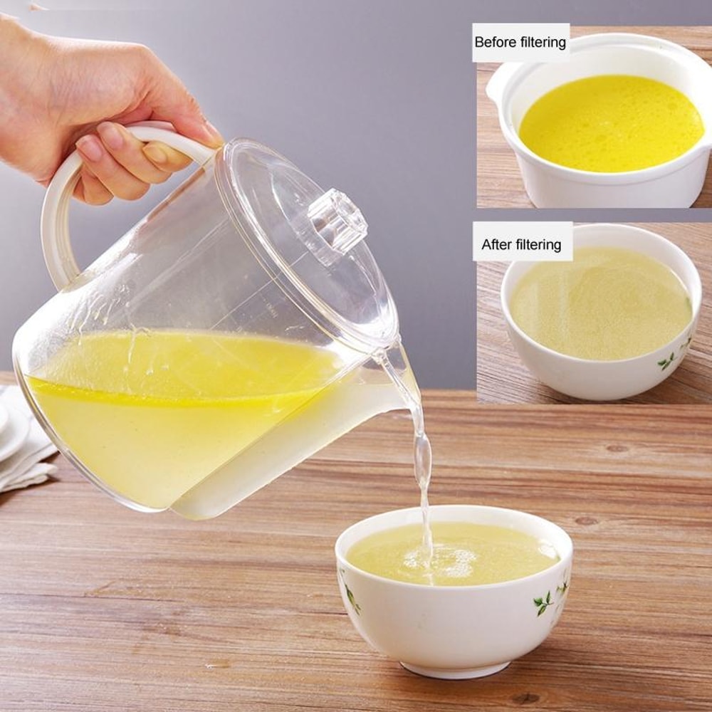 Grease Separator with Strainer Lid Fat Separator Cup for Soup, Broth and Cooking Oil
