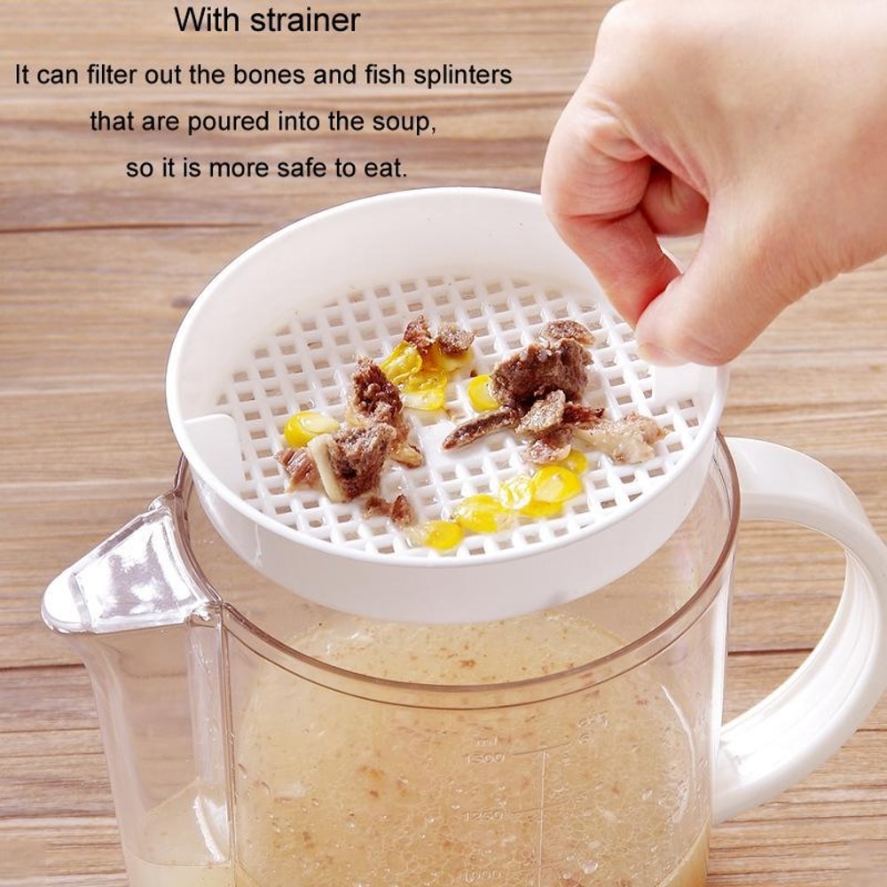 Grease Separator with Strainer Lid Fat Separator Cup for Soup, Broth and Cooking Oil