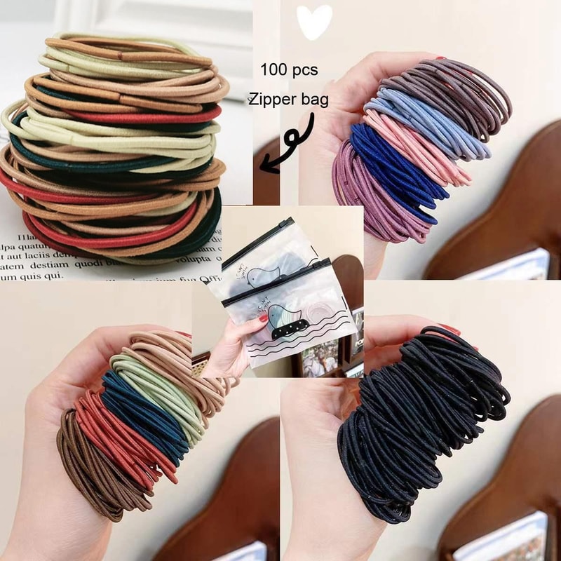Soft Stretch Nylon Hair Ties Set Elastic Ponytail Holders For Women Girls 4
