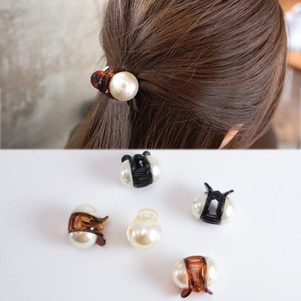 Pearl Mini Hair Claw Clips For Girls Women Elegant Small Hair Accessories Set 3