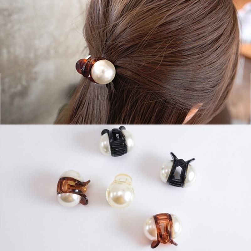 Pearl Mini Hair Claw Clips For Girls Women Elegant Small Hair Accessories Set 3