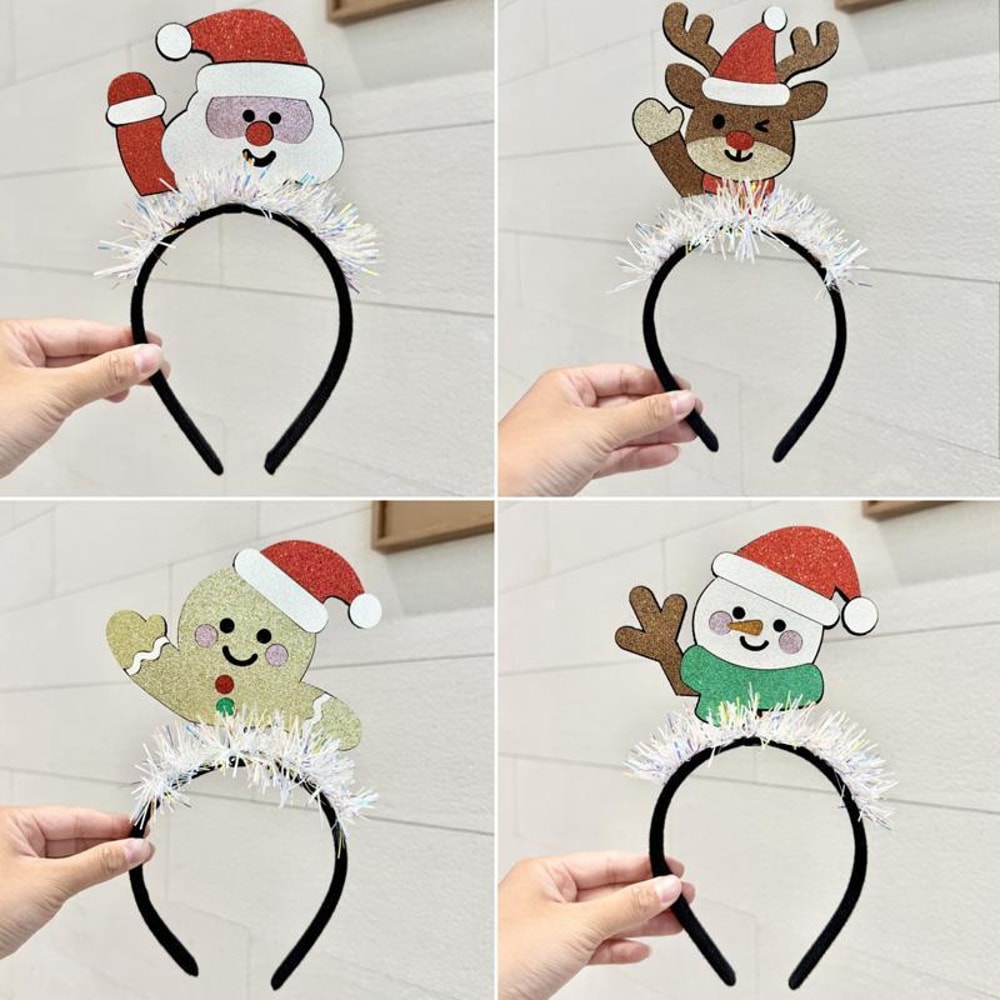 Festive Christmas Headband Set Santa Snowman Reindeer Holiday Hair Accessories 1