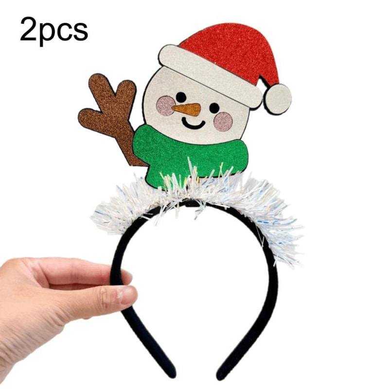 Festive Christmas Headband Set Santa Snowman Reindeer Holiday Hair Accessories 6