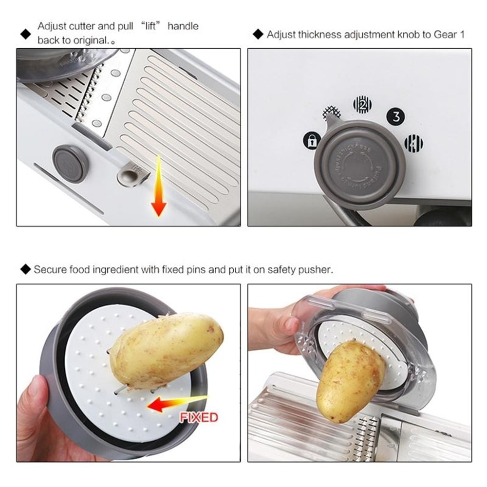 Stainless Steel Manual Vegetable Cutter Grater For Quick Kitchen Prep 12