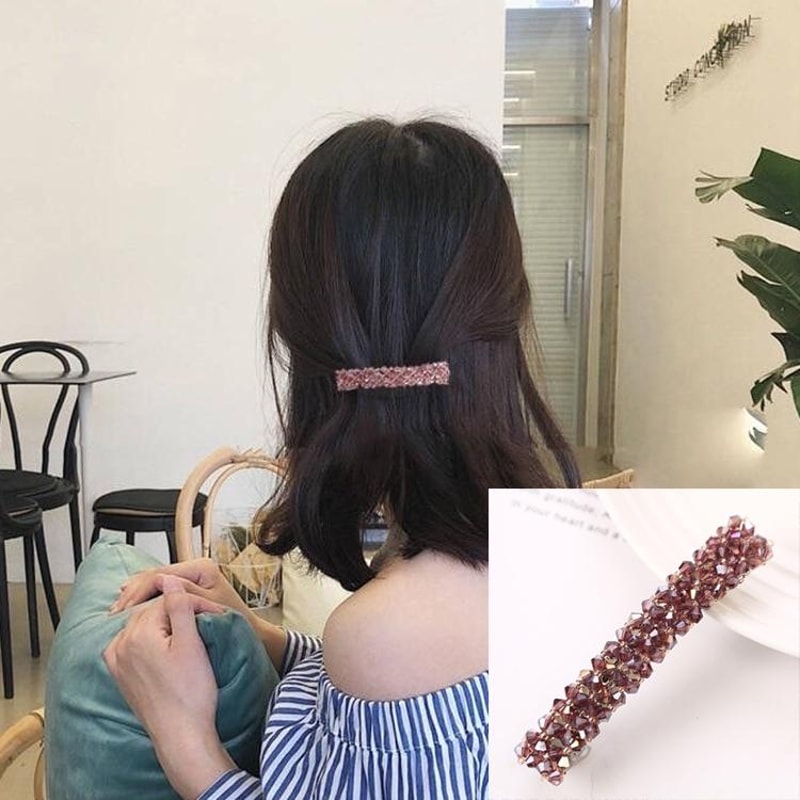Crystal Rhinestone Hair Clip For Girls Elegant Elastic Hair Accessory 2