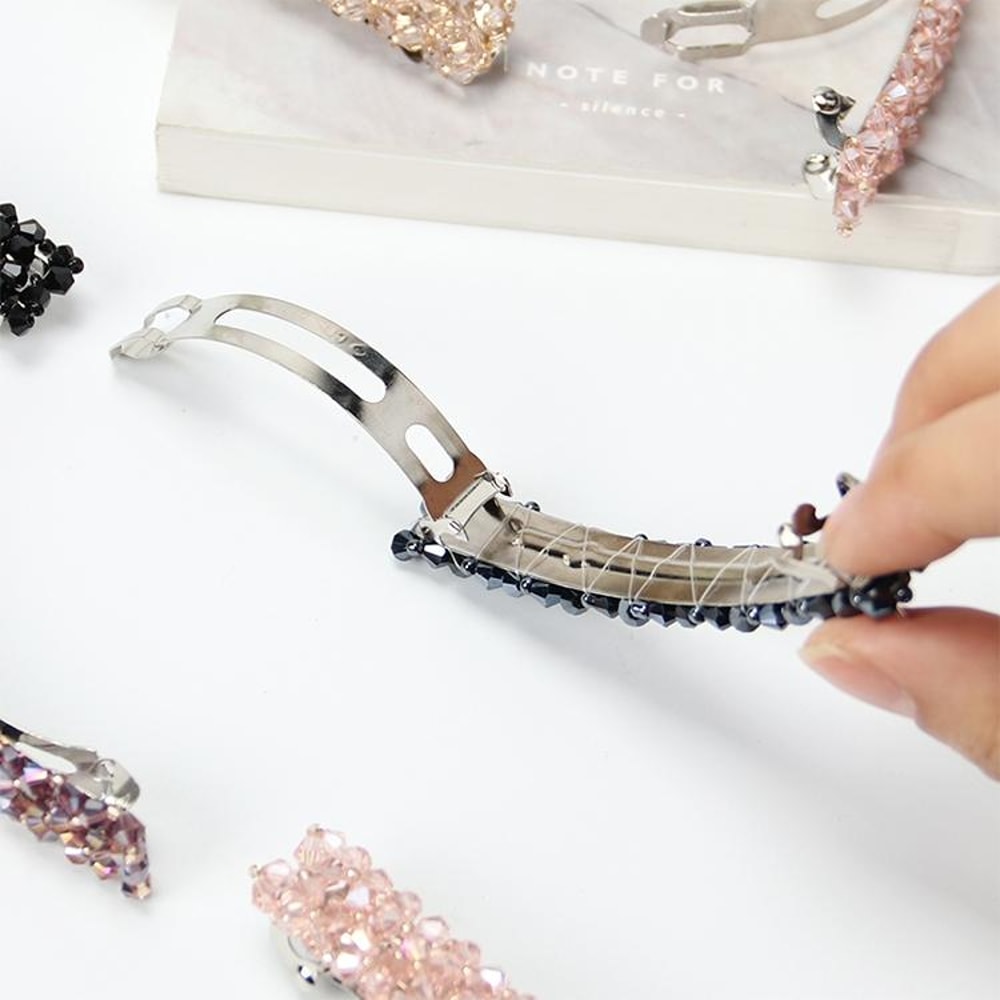 Crystal Rhinestone Hair Clip For Girls Elegant Elastic Hair Accessory 7