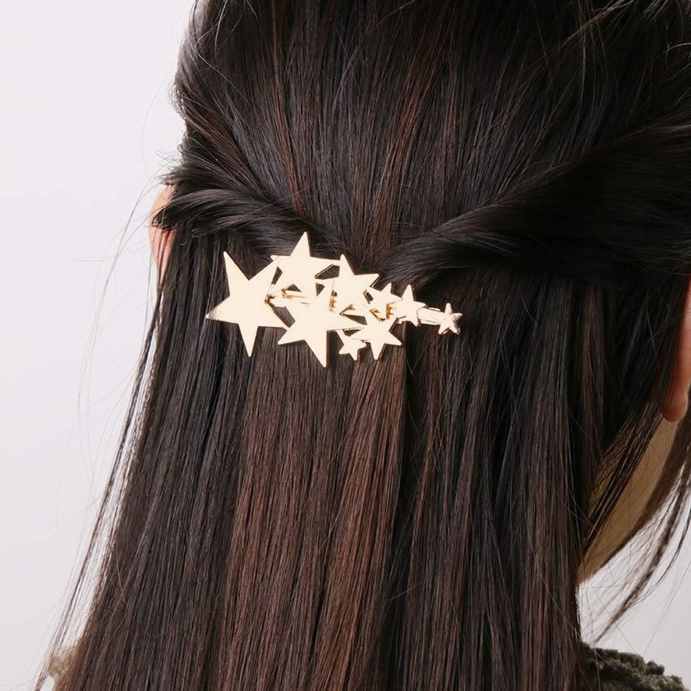 Celestial Star Hair Clip Elegant Gold Silver Star Hair Barrettes For Women 0