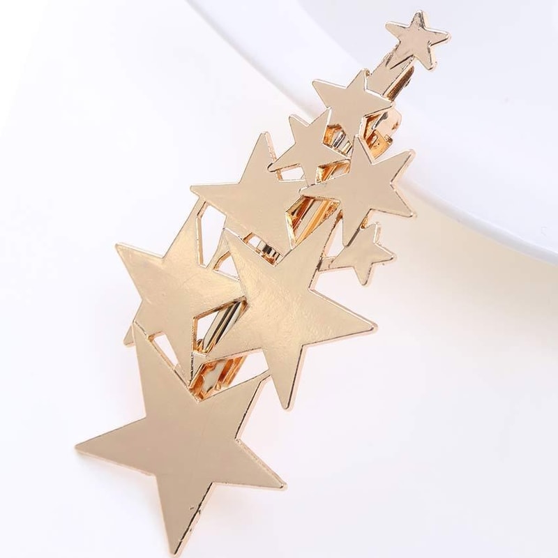Celestial Star Hair Clip Elegant Gold Silver Star Hair Barrettes For Women 1