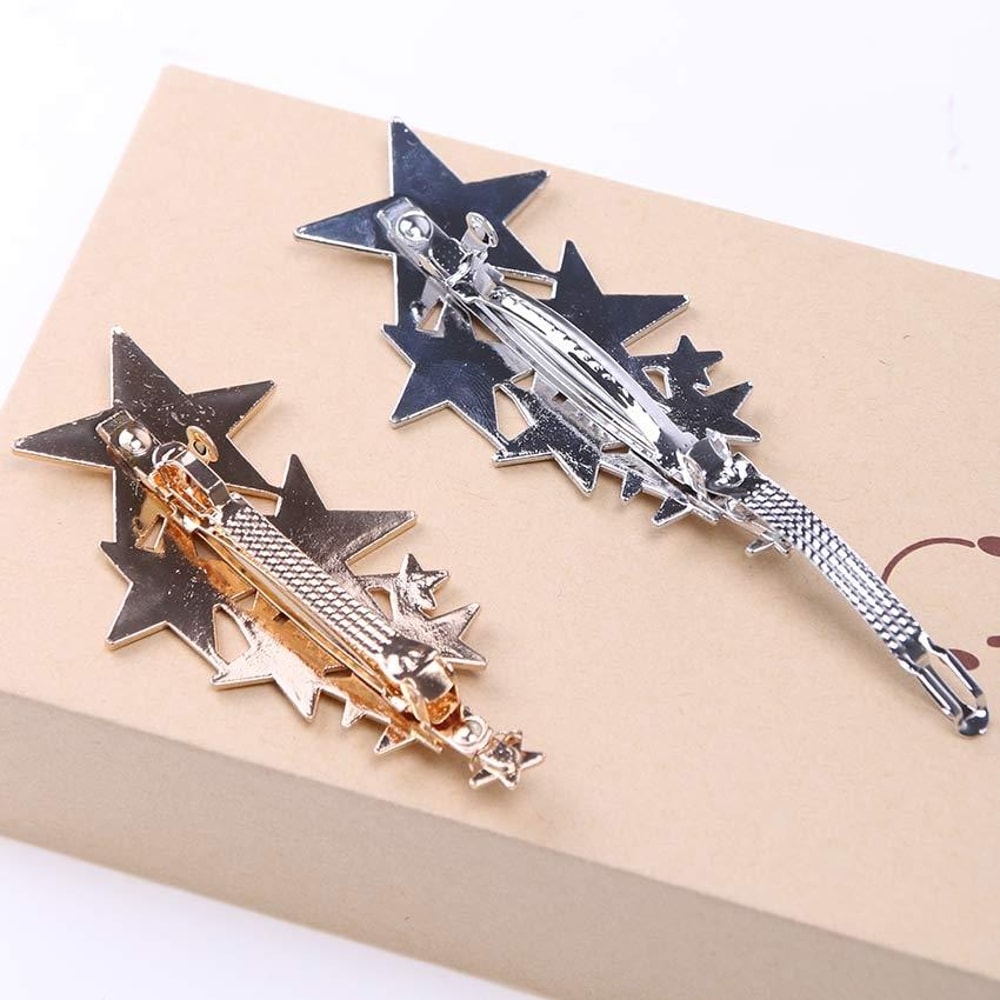 Celestial Star Hair Clip Elegant Gold Silver Star Hair Barrettes For Women 2