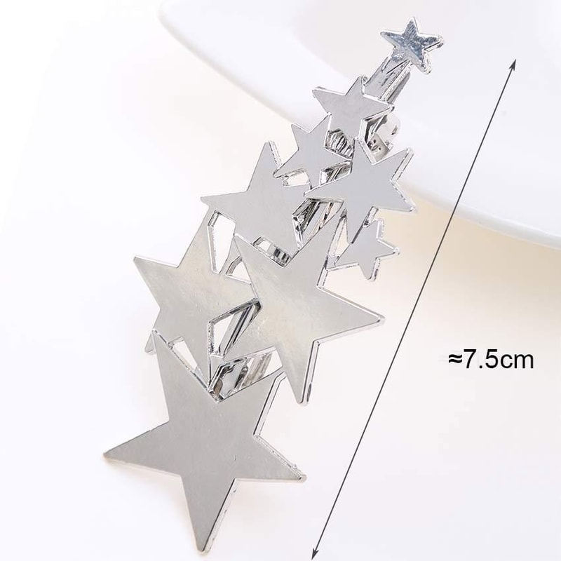 Celestial Star Hair Clip Elegant Gold Silver Star Hair Barrettes For Women 4