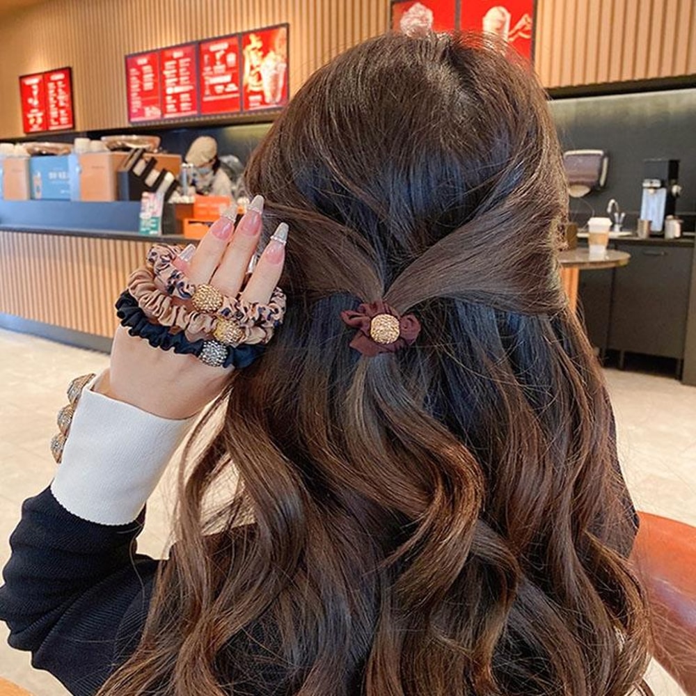 Rhinestone Elastic Hair Ties Set Stylish Hair Accessories For Women Girls 4