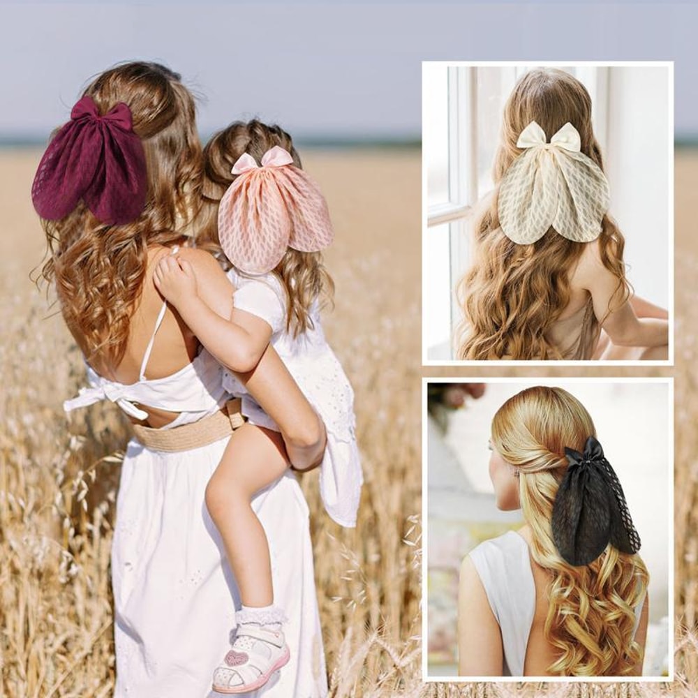 Sweet Ribbon Bow Hair Clip Duckbill Cute Hair Accessory For Girls 0