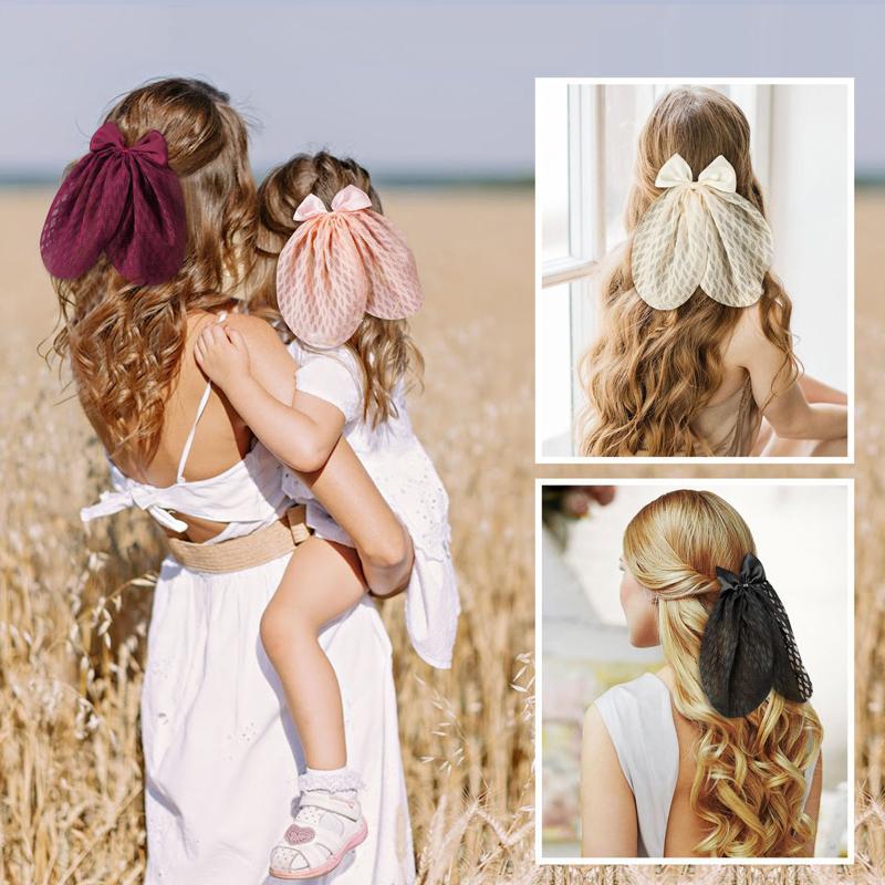 Sweet Ribbon Bow Hair Clip Duckbill Cute Hair Accessory For Girls 0