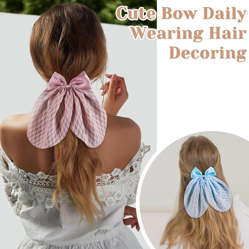 Sweet Ribbon Bow Hair Clip Duckbill Cute Hair Accessory For Girls 7