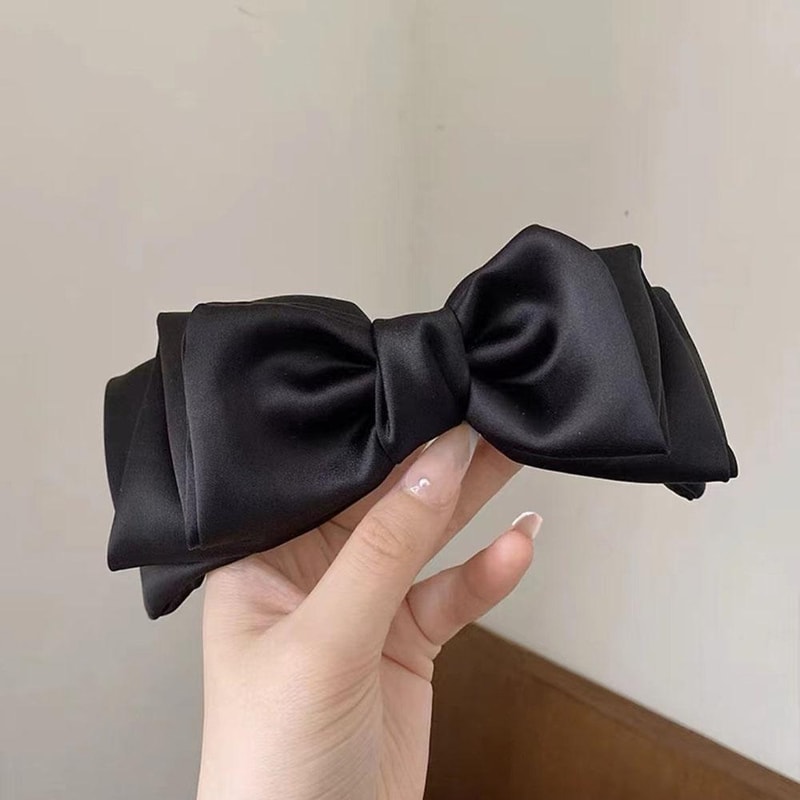 Satin Bow Hair Clip Elegant Ponytail Holder Soft Hair Bow Clip For Girls And Women 6