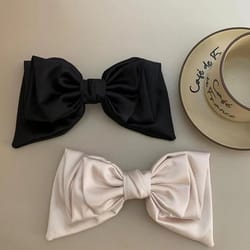 satin bow hair clip elegant ponytail holder soft hair bow clip for girls and women