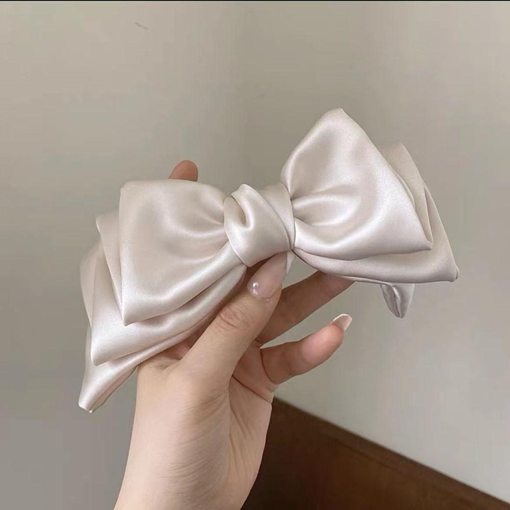 Satin Bow Hair Clip Elegant Ponytail Holder Soft Hair Bow Clip For Girls And Women 1