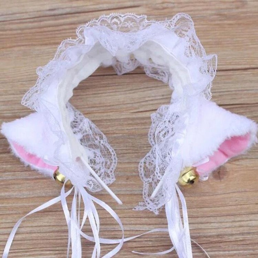 Cute Lace Cat Ears Headband For Women Girls Cosplay Hair Accessory 3