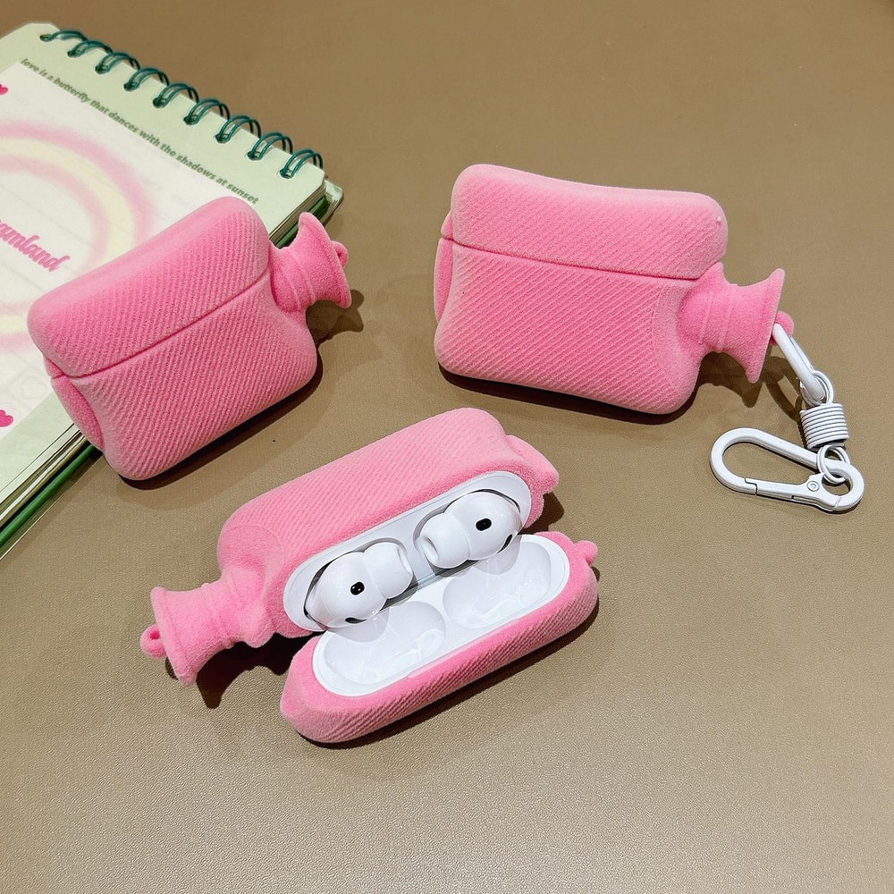 Plush AirPods Case With Keychain Cute Protective Cover 6