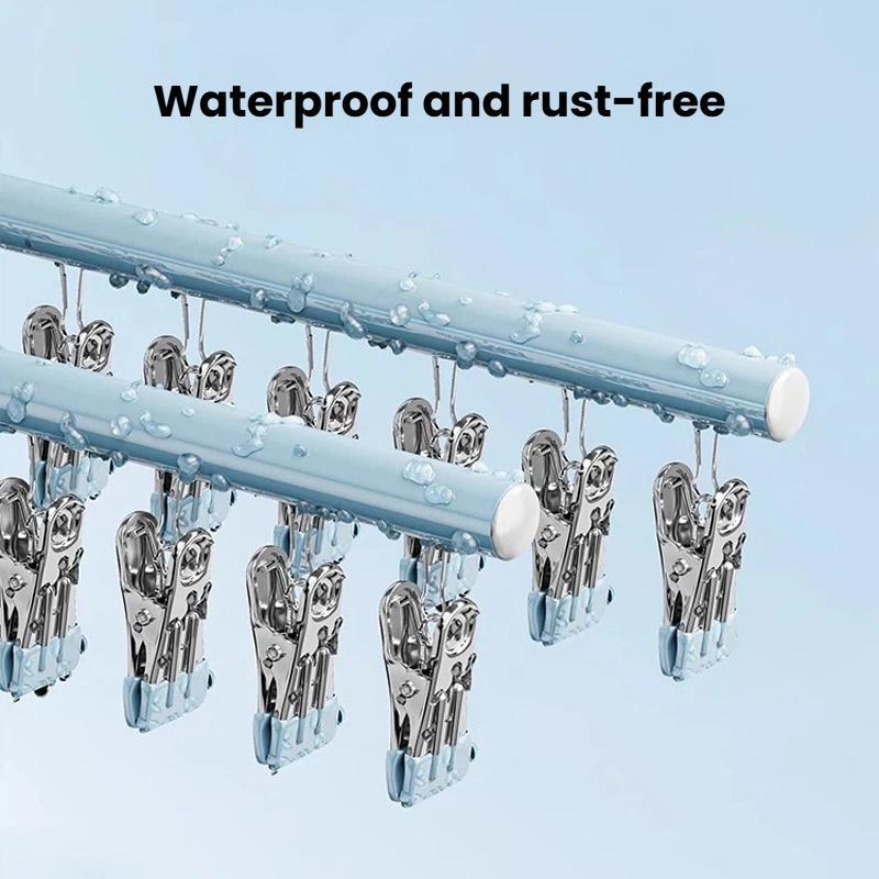 Stainless Steel Sock Drying Rack With Clips Space Saving Non Slip Laundry Hanger 3