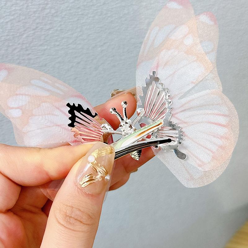 Butterfly Spring Hair Clip For Girls Cute Butterfly Hairpin Pearl Kids Hair Accessory 7