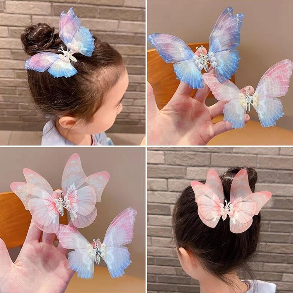 Butterfly Spring Hair Clip For Girls Cute Butterfly Hairpin Pearl Kids Hair Accessory 11