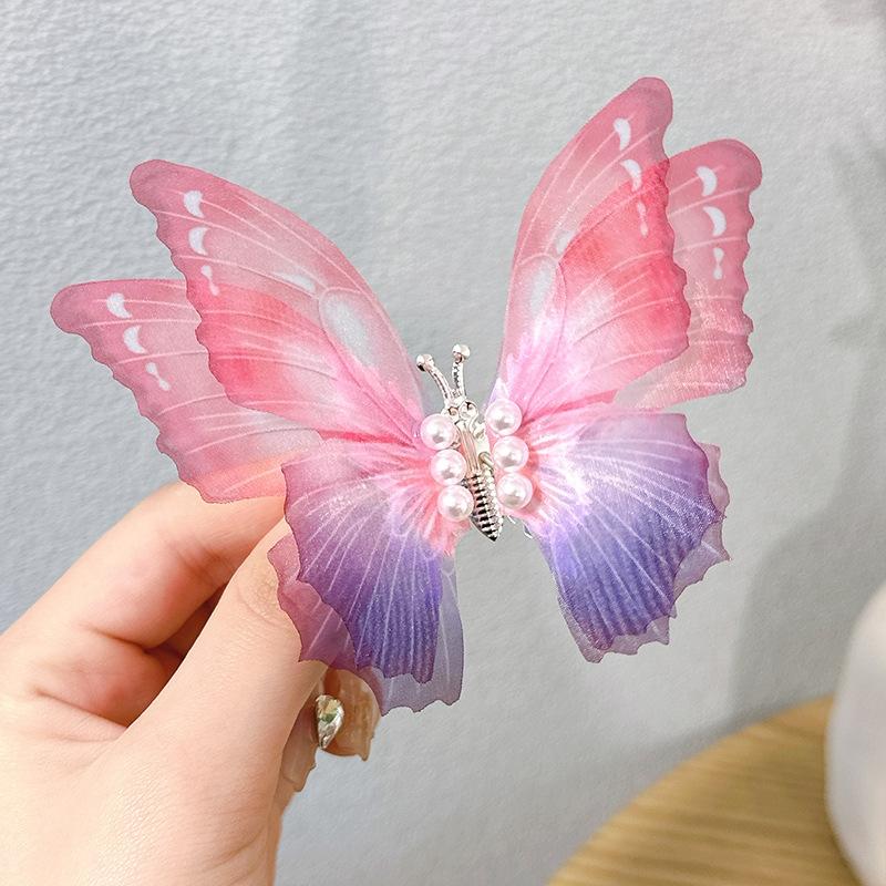 Butterfly Spring Hair Clip For Girls Cute Butterfly Hairpin Pearl Kids Hair Accessory 4