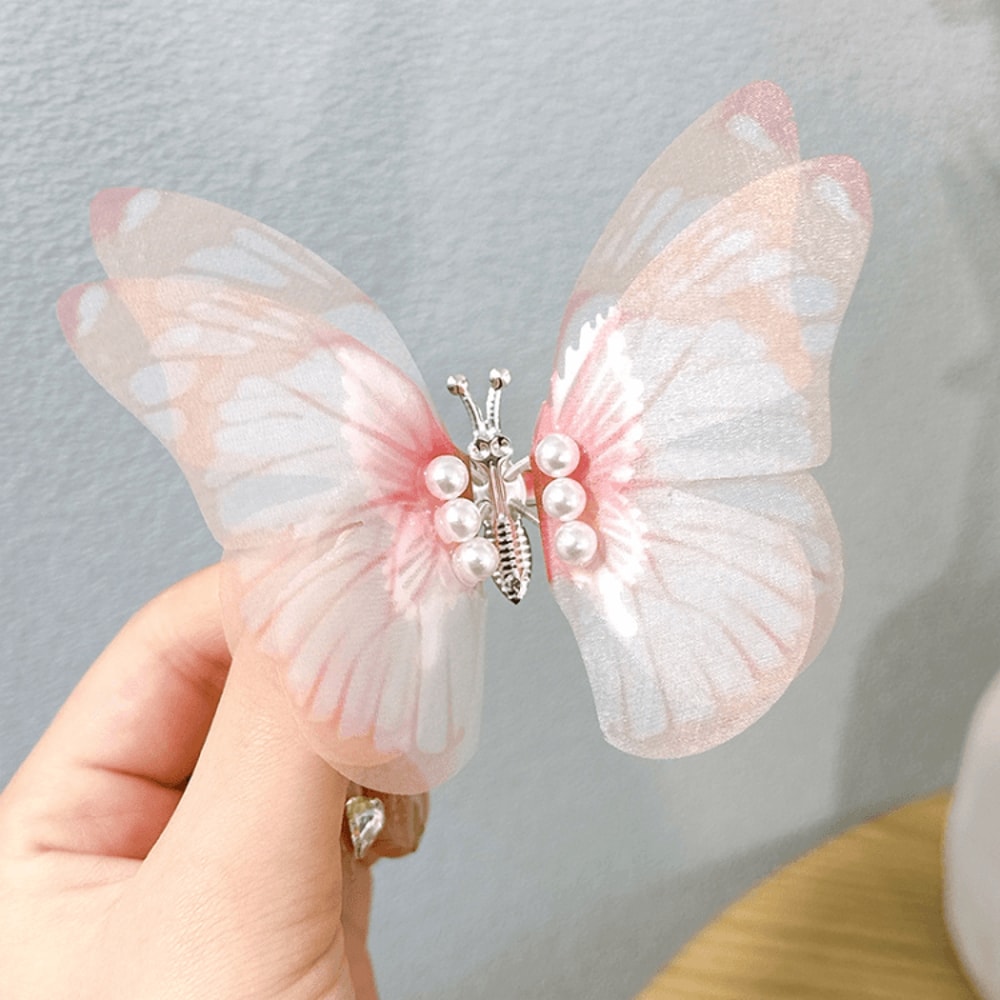Butterfly Spring Hair Clip For Girls Cute Butterfly Hairpin Pearl Kids Hair Accessory 12