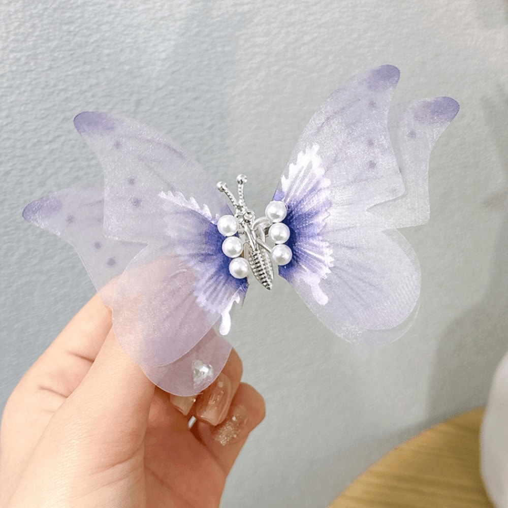 Butterfly Spring Hair Clip For Girls Cute Butterfly Hairpin Pearl Kids Hair Accessory 10
