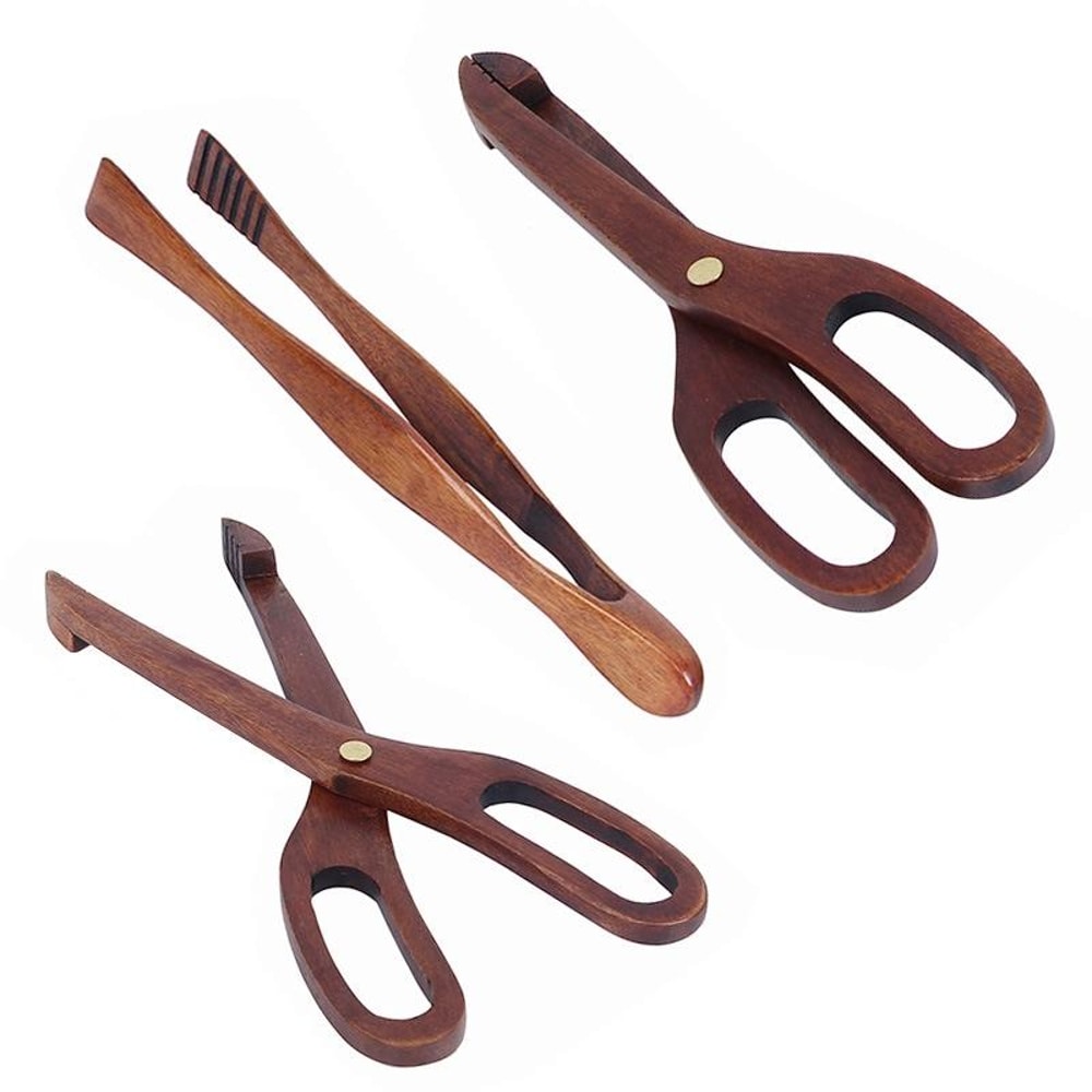 Wooden Kitchen Tongs BBQ Food Clip For Bread Desserts And Pastries 2
