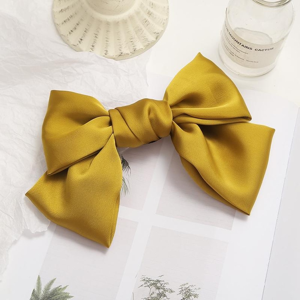 Elegant Satin Bow Hair Clip For Women Large Soft Hair Bow Barrette 10